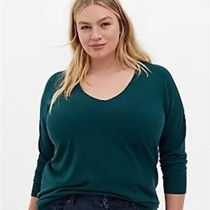 Torrid Pullover Drop Shoulder Emerald Green Sweater Size 1